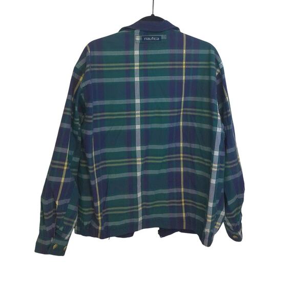 Vintage Nautica Reversible Bomber Blue Plaid Windbreaker Size Medium - Picture 10 of 12